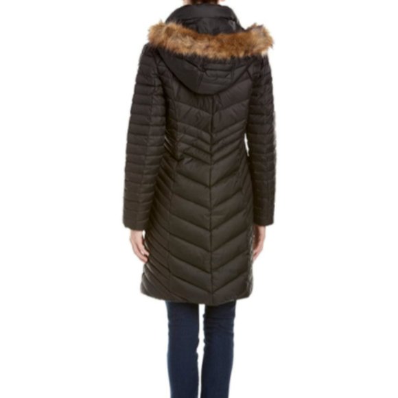 NEW Andrew Marc Miranda Genuine Coyote Fur Trim Hood Down Puffer Chevron Quilted - Picture 3 of 5